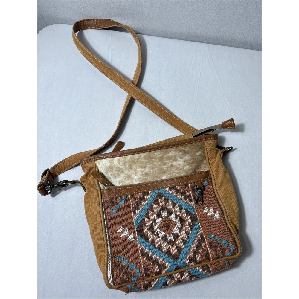 Myra Bag Aztec Cowhide Canvas Rug Purse Western Crossbody Southwestern